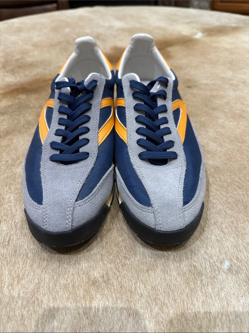 Tretorn Navy and Yellow Retro Runner Sneakers - Picture 4 of 6
